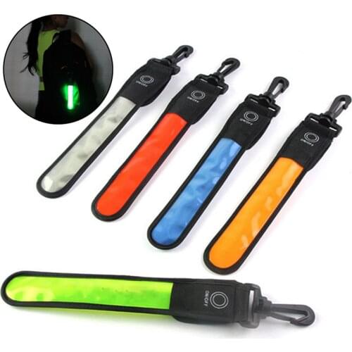 1Pc LED Glowing Luminous Reflective Safety Alert Hand Strap Wristband Bicycle Armband Light Backpack Hanging Light Night Running
