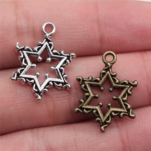 10pcs 22x16mm DIY Christmas Snowflake Pendants Antique Silver Color