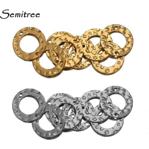 20pcs Stainless Steel Hammered Hollow Round Connector Charms for DIY Jewelry Earrings Findings Necklace Making Bracelet Supplies