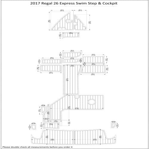 2017 Regal 26 Express Swim Step & Cockpit Pad Boat EVA Teak Decking 1/4" 6mm
