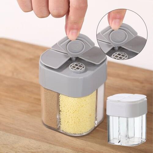 4 In 1 Salt And Pepper Shakers Plastic Seasoning Containers Kitchen Barbecue Moisture Proof Spice Box Dispenser Shaker With Lid