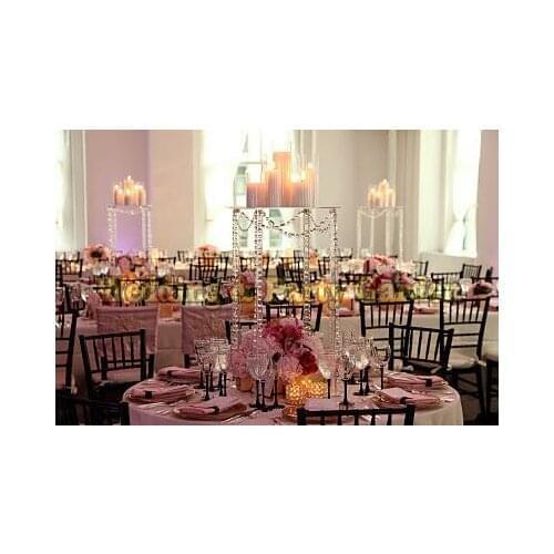 60cm Tall Crystal Table Centerpiece Square flower stand Wedding Props