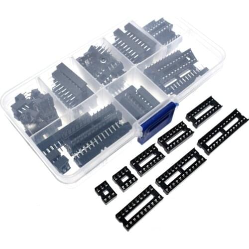 66PCS/Lot DIP IC Sockets Adaptor Solder Type Socket Kit 6 8 14 16 18 20 24 28 Pin DIP-8 16-Pins DIP8 DIP16 IC Connector