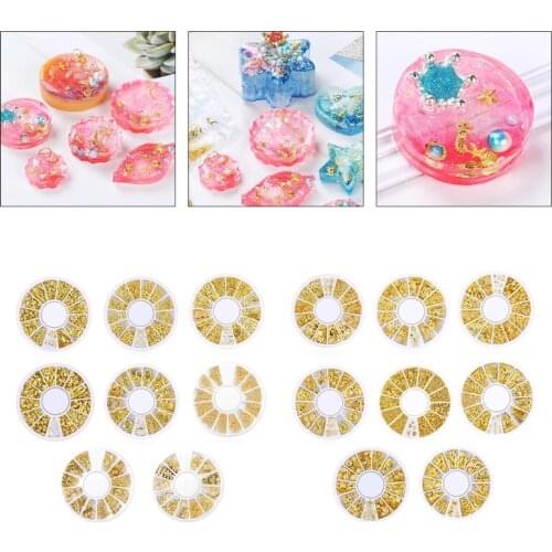 8 Boxes Heart Star Moon Mix Shape Resin Metal Material Epoxy Mold Filling Filler