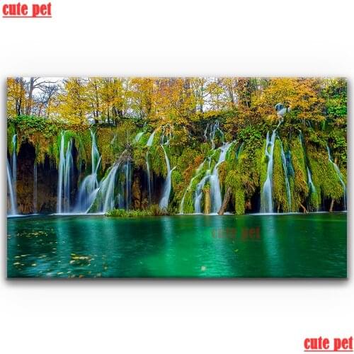 Large DIY diamond painting Natural waterfall landscape Square Drill Round Drill 5d full diamond Mosaic Embroidery Decor puzzle