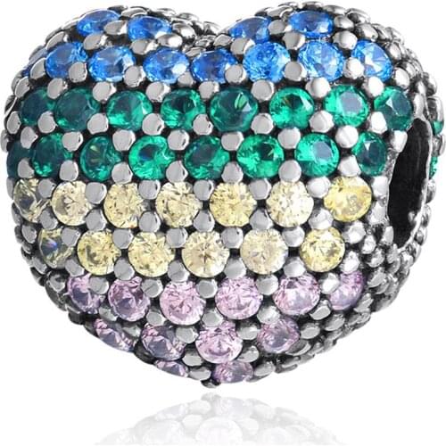 Authentic S925 Silver Bead Clip Open My Heart Stopper Charm fit Lady Bracelet Bangle For Women DIY Jewelry