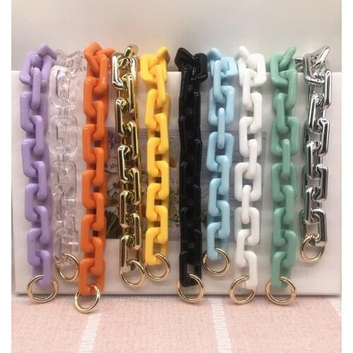 2021 High Quality Golden Vintage Bag Chain Handle Shoulder Bag Key Chain Thick Cloud bag chain light acrylic chain