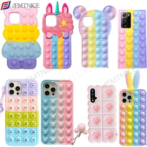 3D Cute Cartoon Pop Toy Case for Samsung S20 FE S21 S8 Plus Note 8 20 Ultra A20E A01 A02 A12 A31 A51 A70 A71 A32 A52 A72 A21 A11
