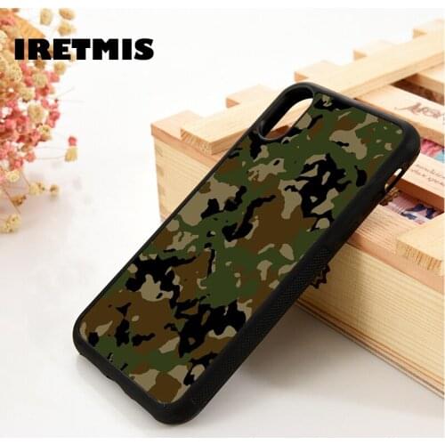 Iretmis 5 5S SE 6 6S Soft Silicone phone case cover for iPhone 7 8 plus X Xs 11 Pro Max XR MILITARY CAMOUFLAGE ARMY CAMO PATTERN