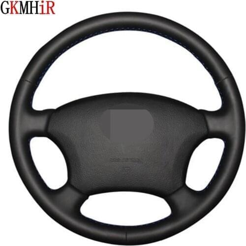 Black Genuine Leather DIY Car Steering Wheel Cover For Toyota Land Cruiser Prado 120 Sienna Hilux 4Runner Sequoia Highlander