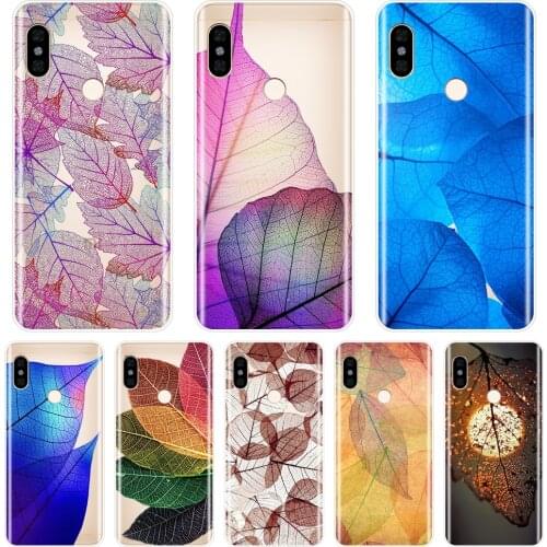 For Xiaomi Redmi S2 6A 5 Plus 4A Phone Case Silicone Blue Leaf Soft Back Cover For Pocophone F1 Redmi Note 6 Pro 5A Prime 5 4 4X