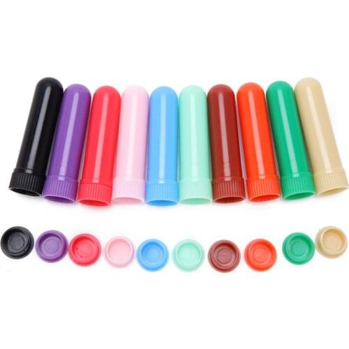 Essential Colored Plastic Blank Nasal Aromatherapy Inhalers Tubes Sticks Nasal Container With Wicks For Oil Nose 6.5cm x 1.7cm