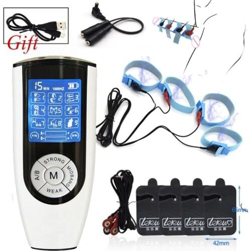 Electro Shock Penis Ring Cock Ring Penis Extender Massage Pads BDSM Strongest Electrical Stimulation Sex Toys Male Masturbator