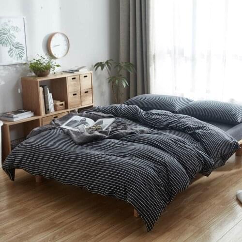 Papa&Mima Knitted Cotton Bedding Set Soft Warm Linens Single Queen King Flat Fitted Sheet Pillowcase Duvet Cover