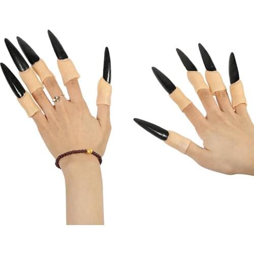 10Pcs Simulation Zombie Witch Fake Finger Nails art Halloween fingers Party Trick Props halloween finger puppet
