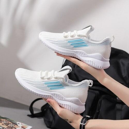 White Women Shoe Breathable 2021 Flat Fashion Light Woman Vulcanize Shoes Casual Sneakers Sport Running Sneaker Zapatillas Mujer