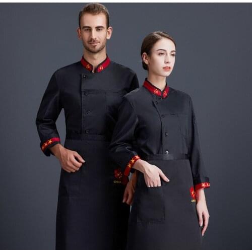 Chefs Jacket Long-sleeved Food Service Uniform Autumn and Winter Hotel Canteen Workclothes Cake Baker Cooking Kitchen Tooling