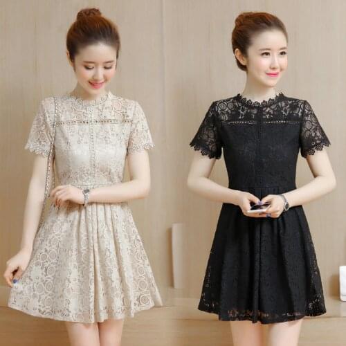 Summer Teenage Girls Lace Dress Beige Floral Kids Clothes 12 14 16 Years Old