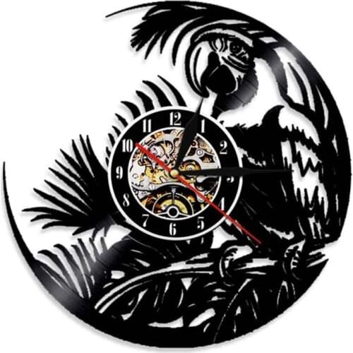 Quaker Parakeet Silhouette 3D Wall Clock Modern Design Amazons Tropical Bird Parrot Vinyl Record Decorative Time Clocks