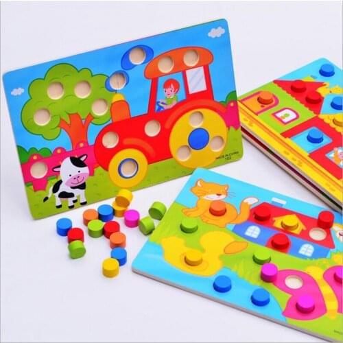Color Cognition Board Montessori Educational Toys For Children Wooden Toy Jigsaw Kids Early Learning Color Match Game