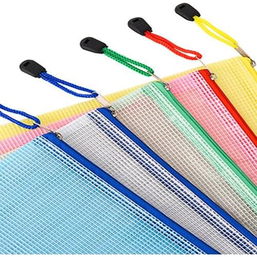 5pcs/lot office File Bag student supplies Waterproof Plastic Zipper Paper File Folder Book Pencil Pen Case Bag File document bag
