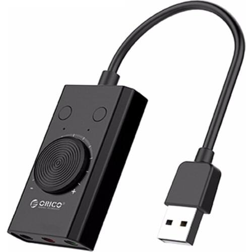 Orico External Usb Sound Card Stereo Mic Speaker Headset Audio Jack Cable Adapter Mute Switch Volume Adjustment