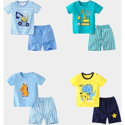 0-4 Years Old Toddler Girl Clothes Boys Girls Summer Suit Kids Tops Shorts 2 Piece Set Cartoon Casual Set Fashion Infant Outfits