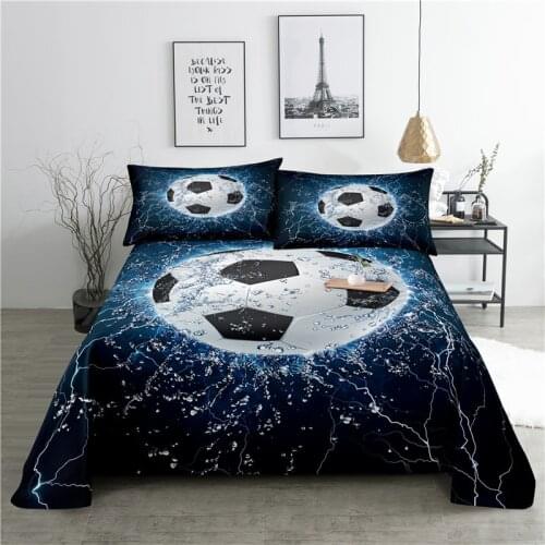 Football 0.9/1.2/1.5/1.8/2.0m Digital Printing Polyester Bed Flat Sheet With Pillowcase Print Bedding Set