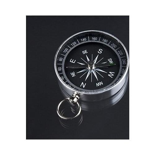 Sale Travel Hiking Camping Navigation with Key Ring for Keychain 44mm Silver Aluminum Alloy Metal Handheld Pocket Mini Compass