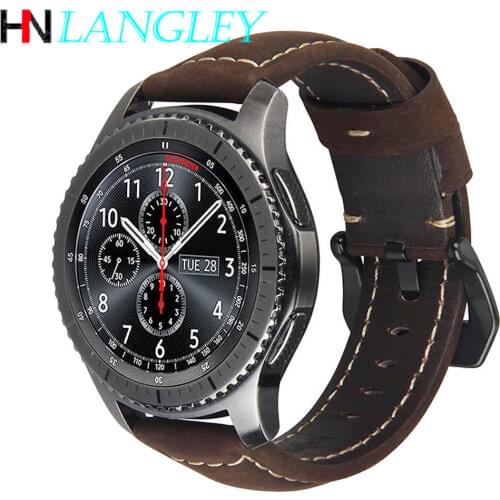 20mm 22mm Genuine Leather Watch Strap Band for Samsung Gear S3 S2 Galaxy 42/46mm Active for Amazfit Stratos 2 2S Bracelet Bands