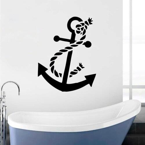 Boat Anchor Vinyl Wall Decal Home Bathroom Decoration New Design Anchor Wall Sticker Sea Style Wallpaper Vinyl Wall Art AY1653