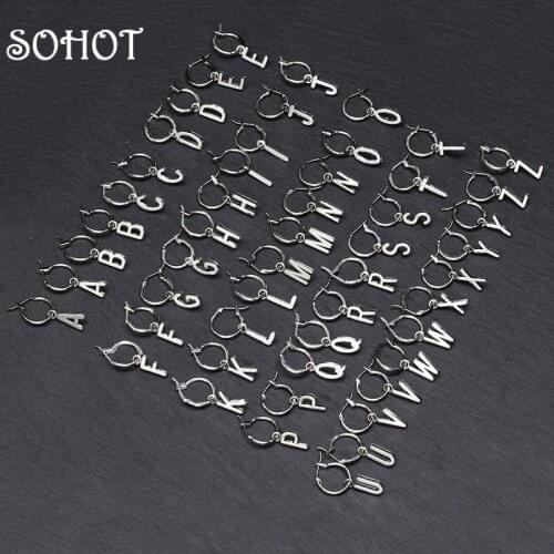 SOHOT Hot Sale Letter Pendant Women Drop Earrings Chic Silver Color Trendy English English Alphabet Unisex Circle Jewelry Gift