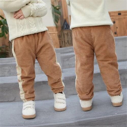 Autumn Winter Toddler Boys Pants High Quality Thicken Corduroy For Boy Casual Plus Velvet Harem Pants 1 2 3 4 5 Y Kids Trousers
