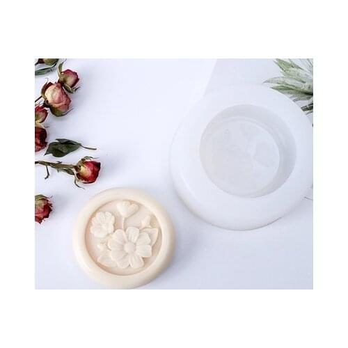 Silicone Mould 3d round shape Relief Flower pattern Soap Mold DIY Nordic Articraft Silica Gel Aroma Stone Mold