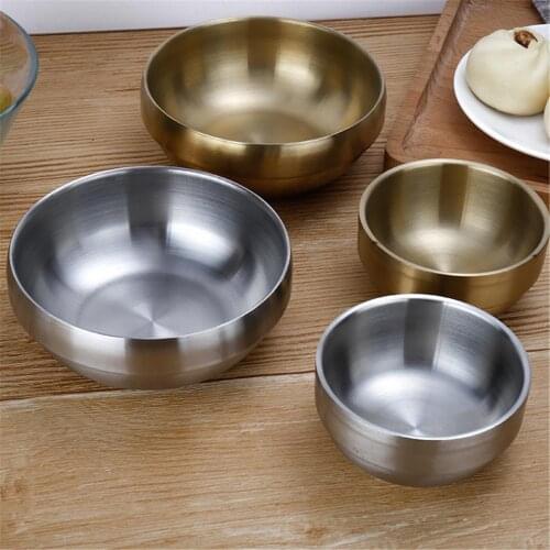Stainless Steel Heat Insulated Round Rice Soup Bowl Fruit Salad Noodle Bowl Kitchen Dining Tableware