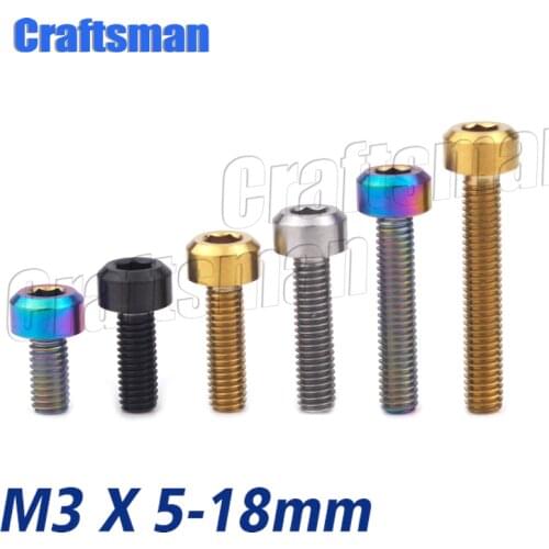 Titanium Bolt M3 X 6 8 10 12 15 18mm M3 Titanium Hexagon Stigma Screws Ti M3 Small Bolts Repair Screw Ti Fastener 1Pcs