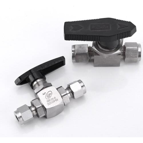 Fit 1/8" 1/4" 3/8" 1/2" 3/4" 6/12mm OD Tube Compression Ball Valve High Pressure 316L Stainless Stel 3000 PSI Water Gas Fuel Oil