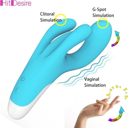 HitDesire G-Spot Rabbit Vibrator 3 Motors Clitoral Vaginal Stimulator with 10 Powerful Vibration Rechargeable for Women