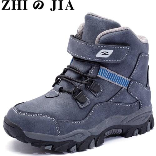 High Quality Boys Martin Boots 2020 Autumn Winter New Tide Anti-skid Keep Warm Snow Boots Hiking Shoes Plus Size 28-41 Big Size