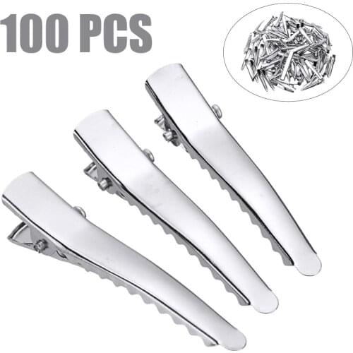 100Pcs/Lot Silver Crocodile Metal Clips Cable Lead Testing Alligator Clips Clamps Metal Hair Clips 4.5cm Durable