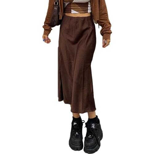 Womens Solid Color Long Skirt, Loose Leisure Splitting Hem Trendy Dress for Female