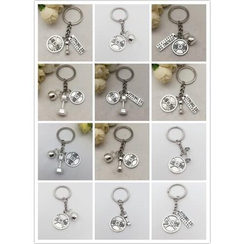 1Pcs Dumbbell 45lb 25lb Strong is Beautiful,Weightlifting Keychain,Exercise,Gym,Diy Key Ring For Gift