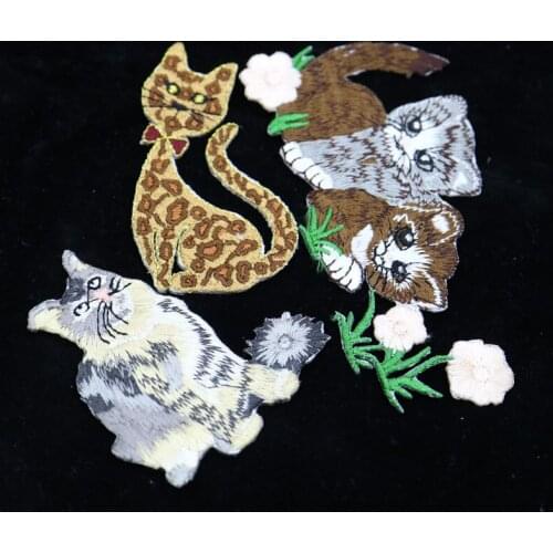 1pc Fashion iron on cute cat patches for clothing embroidery ironing appliques parche DIY handmade clothes accessories