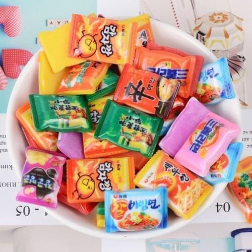 10pcs/lot Simulation Korean Food Resin Instant noodles Style Candy Flatback Cabochon For Scrapbooking Craft DIY Decorative Favor