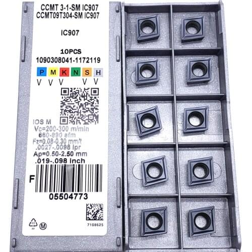 10pcsCCMT09T304 SM IC907/908 External Turning Tools Carbide insert Lathe cutter Tool ccmt 09T304 turning insert