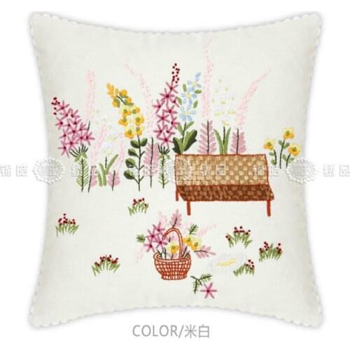 11CT Aida canvas cross-stitch pillow can be customized rural style sofa bedroom rest cushion handmade DIY embroidery pillow