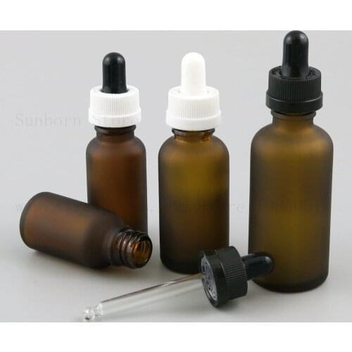 20pcs Frosted Amber e liquid Bottle Essential Oil Refillable Perfume dropper pipette Bottle Cosmetic Containers