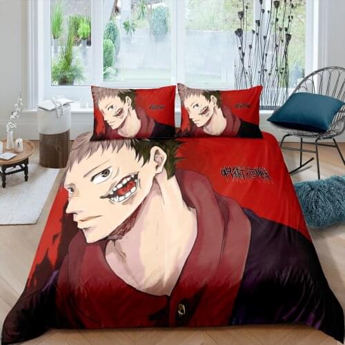 2/3 Piece Anime Bedding Jujutsu Kaisen Duvet Cover Queen King Size Quilt Cover for Bedroom Kids Microfiber Comforter Cover Sets