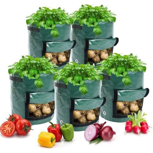 2pcs Potato Grow Bag PE Cultivation Plant Bag with Handle Vegetable Fruit Onion Carrot Planting flower pots Outdoor Garden Tool