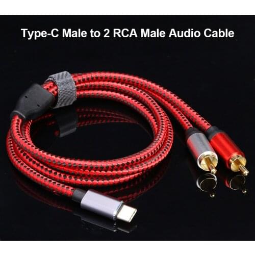 3m 5m USB Type-C Male to 2 RCA Male Audio Cable 1 to 2 Y Connector Adapter Splitter Cord for Xiaomi Huawei Tablet TV Amplifier